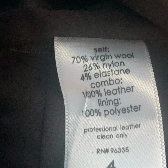 Susana Monaco Black Wool and Genuine Leather Dress NWT Size 4